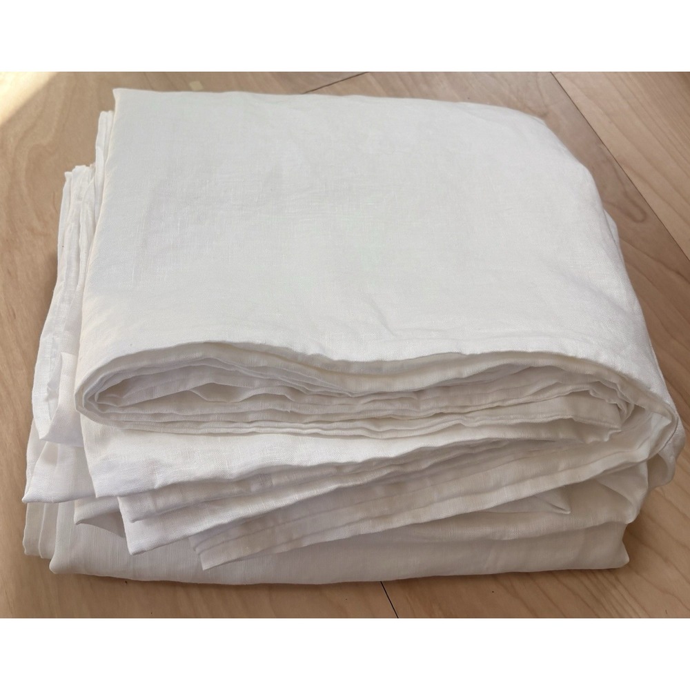 Pottery Barn Belgian Flax Linen Duvet Cover White Full/Queen Buttons Excellent